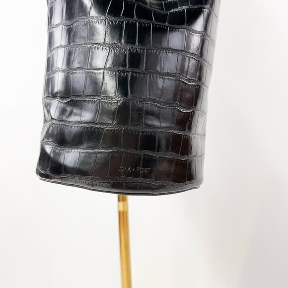 OAK + FORT Pleather Faux Croc Leather Bucket Back with rope handles pocket - Picture 5 of 12